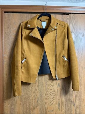 Like New H&M Women's Mustard Faux Suede Moto Jacket